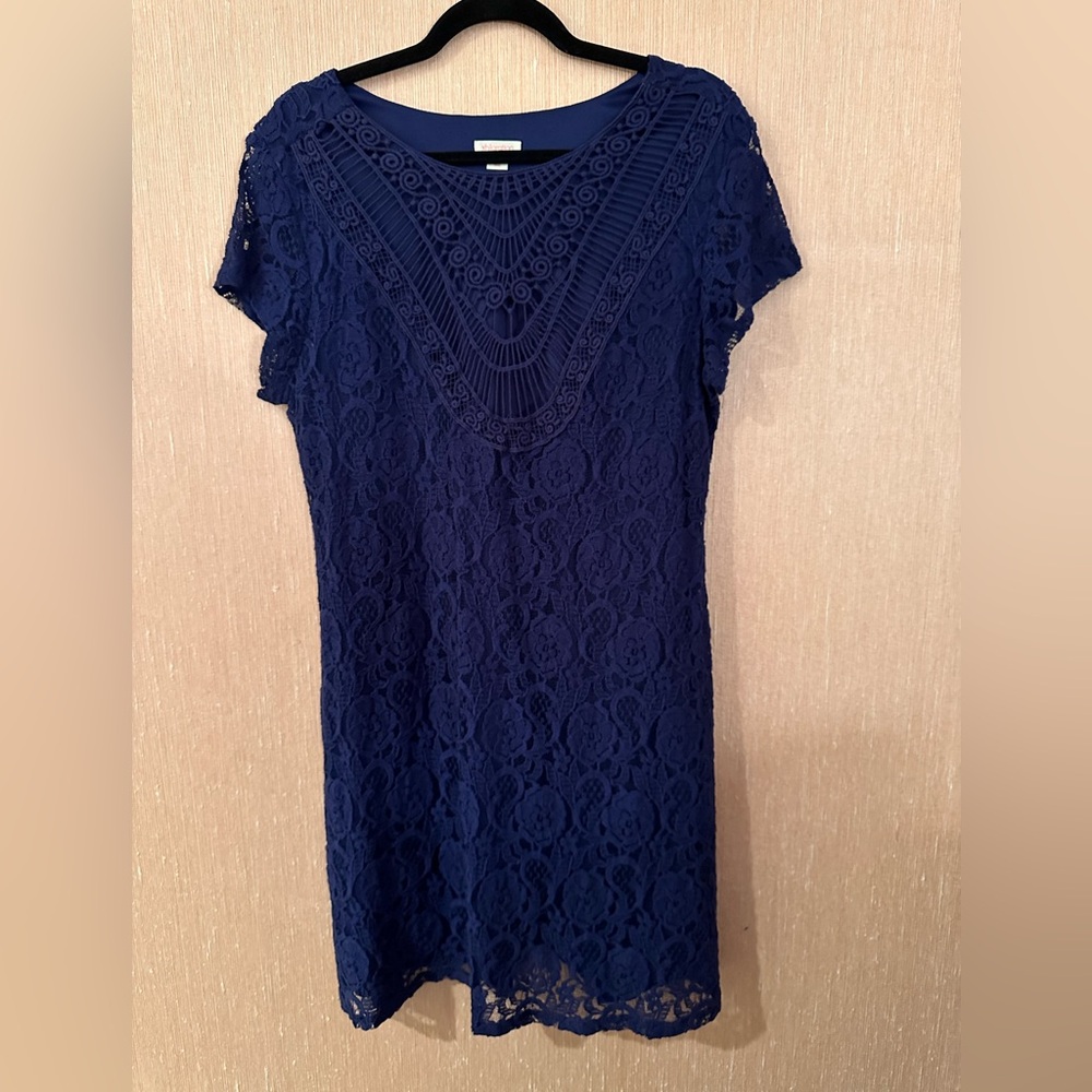 Blue lace detail dress